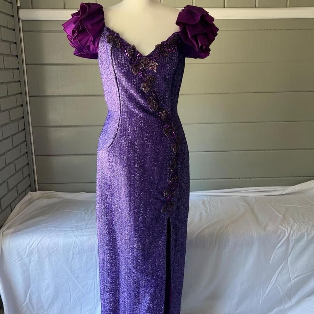 ♡ vintage 1980s nadine purple beaded evening gown ♡